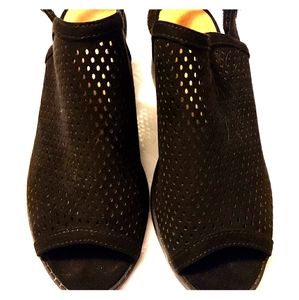 Girls Black Peep Toe Sling Back Booties